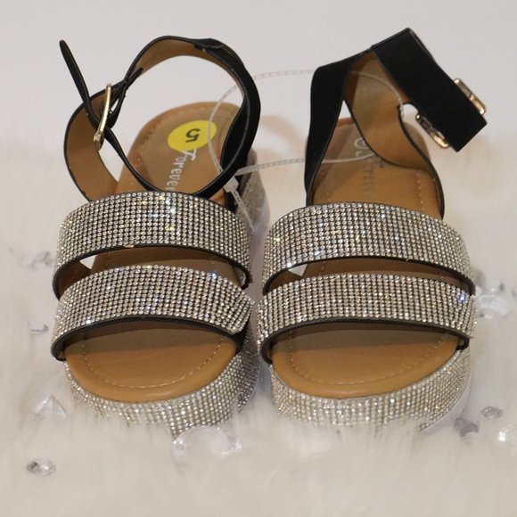 Sandals Rhinestone Ankle Strap Crystal Platform - Picture 6 of 6